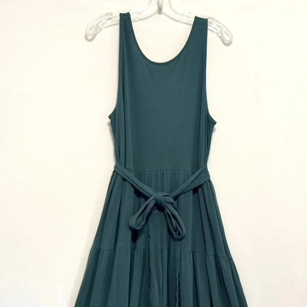 J.Crew Broken-in Jersey Tiered Maxi Dress Alhambra Green Womens Large Resort
